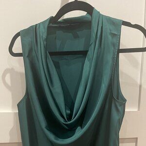 Cowl-Neck Charmeuse Blouse - EMERALD GREEN